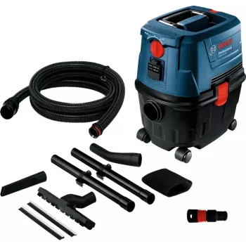 Aspirapolvere a cilindro Bosch GAS 15 PS Professional — a secco, 1100 W, 15 L sacchetto, 8 L serbatoio liquidi, 270 mbar