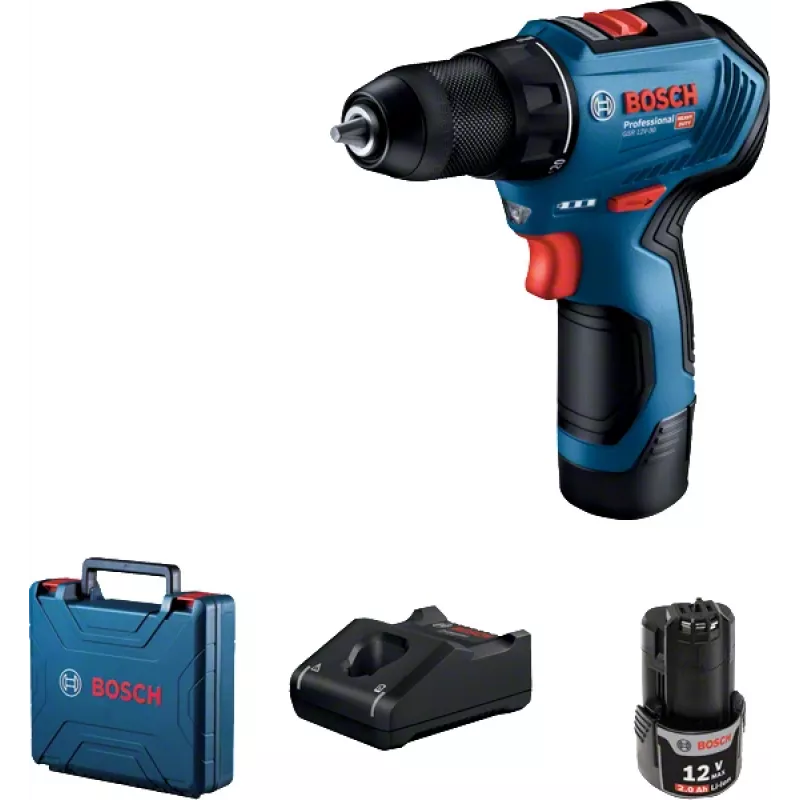 Bosch GSR 12V-30 avvitatore a batteria, 2x 2,0 Ah, 30/17 Nm, brushless, valigetta