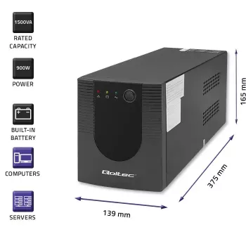 UPS Qoltec 53776 Line-Interactive 1,5 kVA 900 W 4 uscite AC