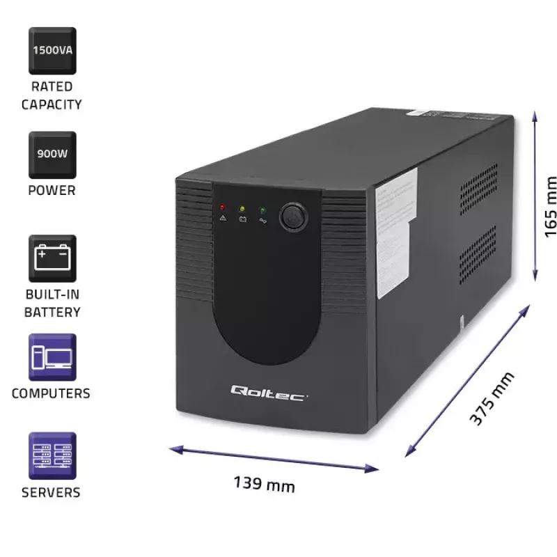 UPS Qoltec 53776 Line-Interactive 1,5 kVA 900 W 4 uscite AC