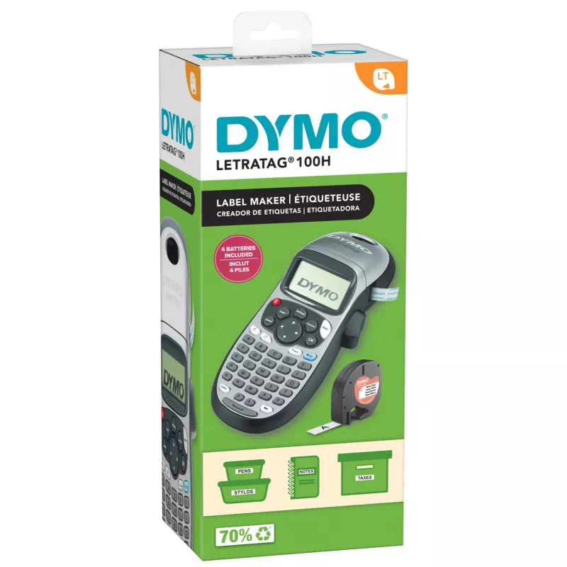 DYMO LetraTag LT-100H etichettatrice portatile | etichettatrice con tastiera ABC e schermo LCD da 13 caratteri di facile utilizzo | per casa o ufficio | argento
