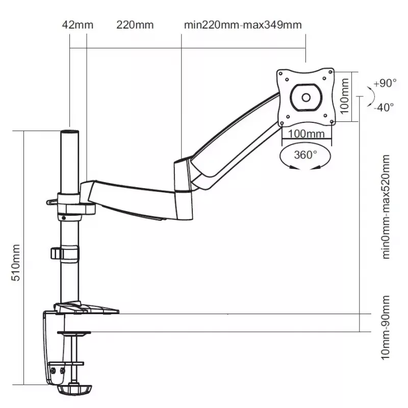 Supporto da tavolo articolato per monitor Equip 13–27 pollici