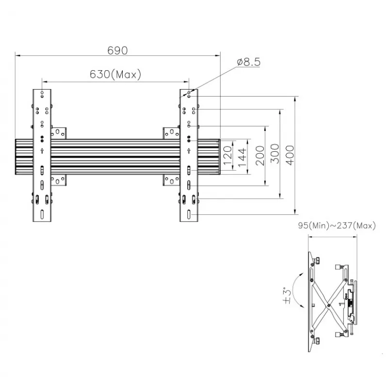 Supporto TV da parete modulare push-in pop-out Equip 37-65 pollici