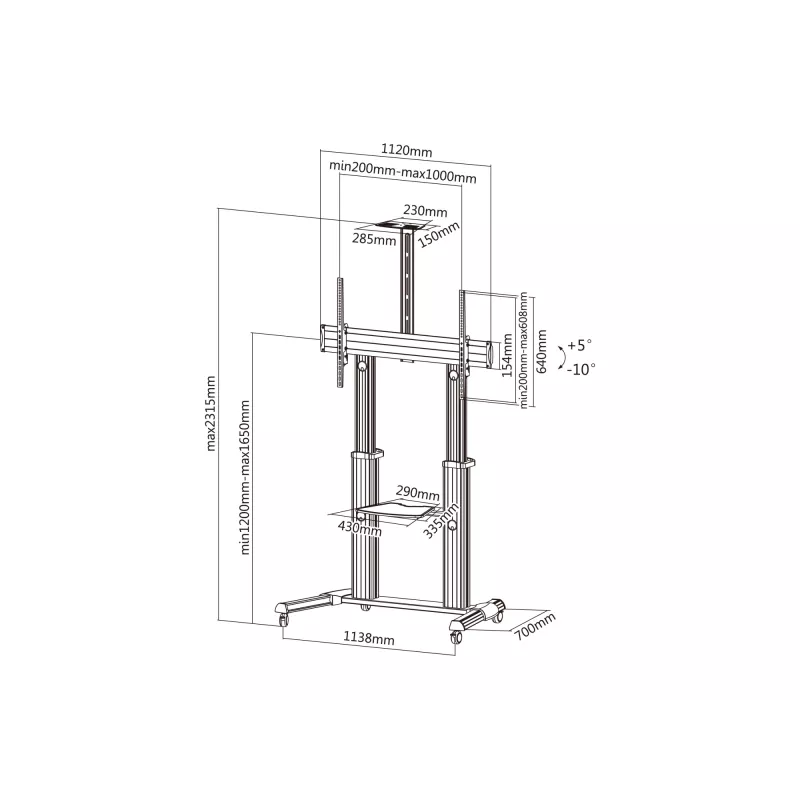 Equip 650605 carrello telescopico per display LFD ultra grande 60-100 pollici