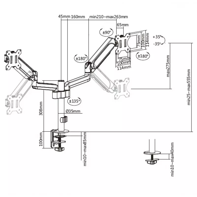 Supporto da tavolo per due monitor Equip 17-32 pollici