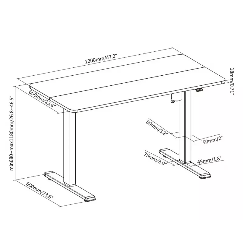 Equip ERGO 650812 scrivania elettrica sit-stand con piano, nera