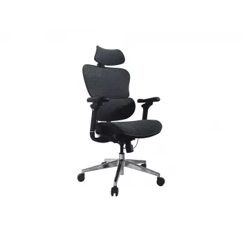 Sedia da ufficio ergonomica premium Equip con poggiatesta e braccioli, blu nero