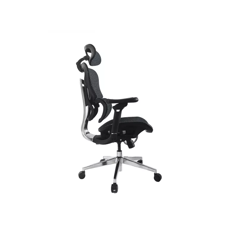 Sedia da ufficio ergonomica premium Equip con poggiatesta e braccioli, blu nero