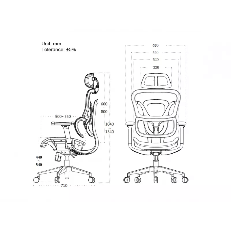 Sedia da ufficio ergonomica premium Equip con poggiatesta e braccioli, nero