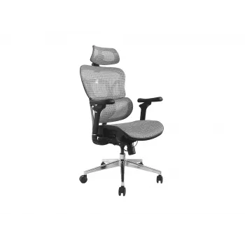 Sedia da ufficio ergonomica premium Equip con poggiatesta e braccioli, grigio