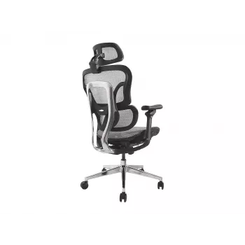 Sedia da ufficio ergonomica premium Equip con poggiatesta e braccioli, grigio