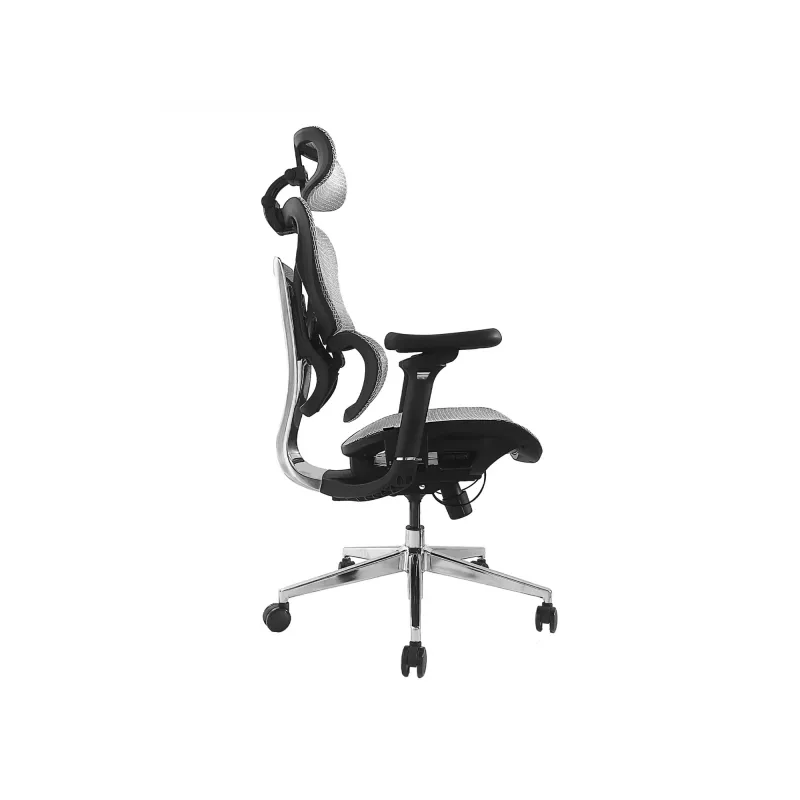 Sedia da ufficio ergonomica premium Equip con poggiatesta e braccioli, grigio