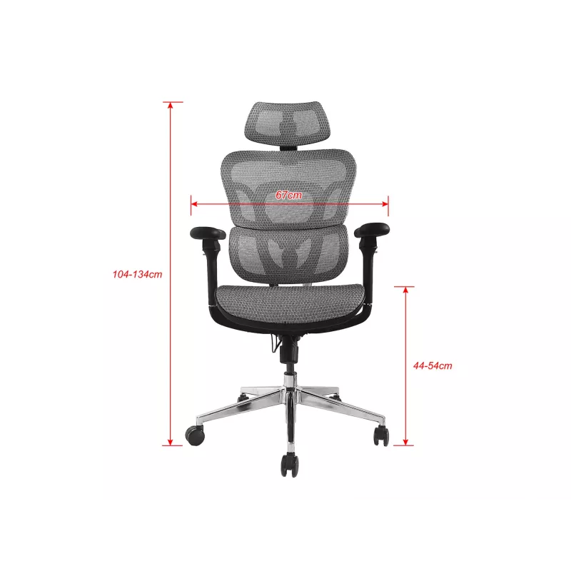 Sedia da ufficio ergonomica premium Equip con poggiatesta e braccioli, grigio