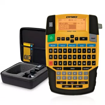 DYMO RHINO 4200 set etichettatrice industriale con valigetta | tastiera QWERTZ e tasti rapidi salvatempo | etichettatrice robusta per cantieri e attività di etichettatura impegnative