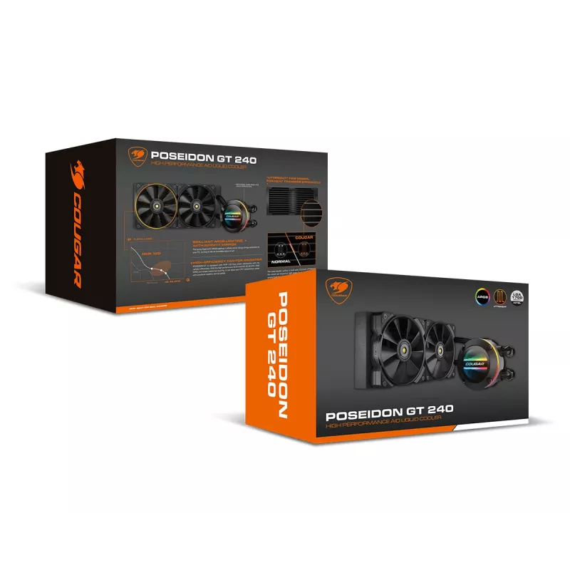 COUGAR raffreddamento a liquido CPU Poseidon-GT 240, ARGB, nero, dissipatore a liquido all-in-one, 12 cm, nero