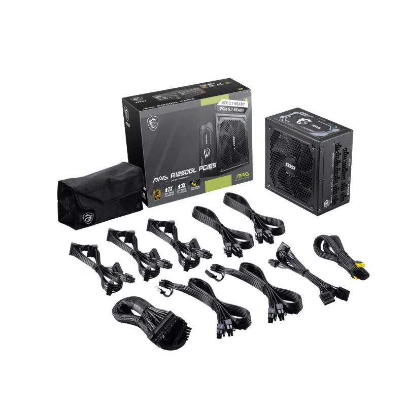 MSI MAG A1250GL PCIE5 alimentatore 1250 W 24 pin ATX ATX nero