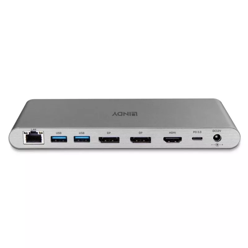 Lindy DST-Pro 5K XT, docking station per laptop USB-C con triplo display (4K) o display singolo (5K) e ricarica passante 100 W