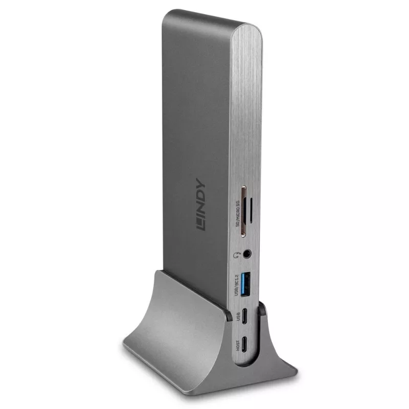 Lindy DST-Pro 5K XT, docking station per laptop USB-C con triplo display (4K) o display singolo (5K) e ricarica passante 100 W