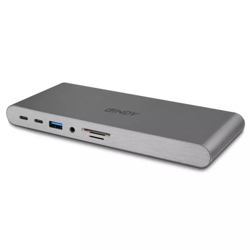 Lindy DST-Pro 5K XT, docking station per laptop USB-C con triplo display (4K) o display singolo (5K) e ricarica passante 100 W