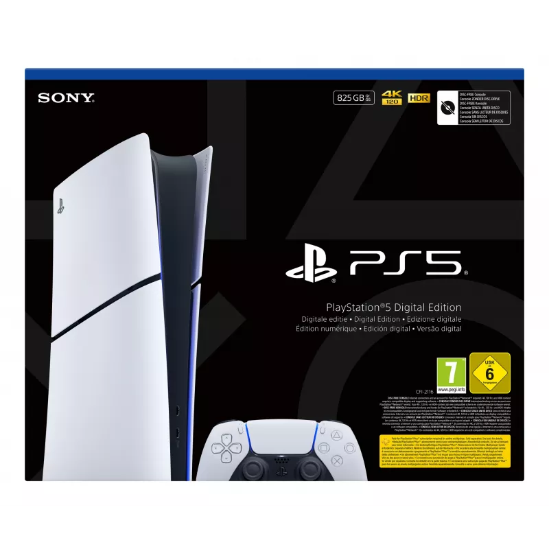 Sony PlayStation 5 Digital Edition (Slim) 825 GB Wi-Fi nero, bianco