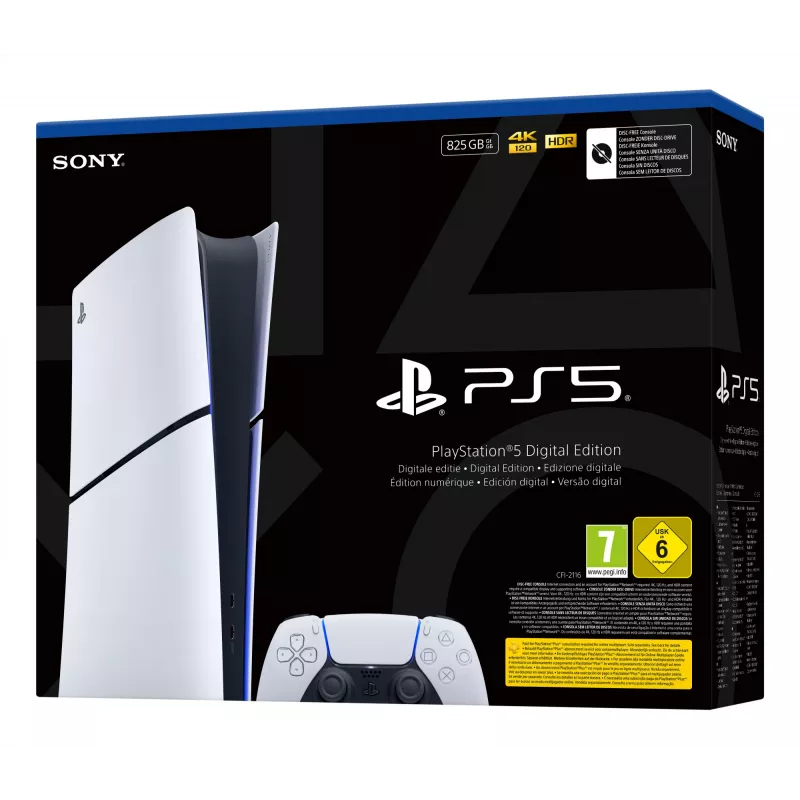 Sony PlayStation 5 Digital Edition (Slim) 825 GB Wi-Fi nero, bianco