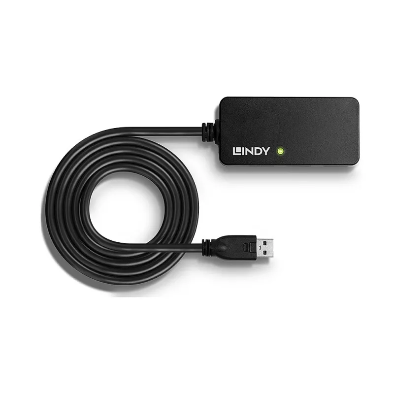 Lindy 43159 hub di prolunga attivo Pro USB 3.0, 4 porte, USB 3.2 Gen 1 (5 Gbit/s), USB-A, 10 m, nero
