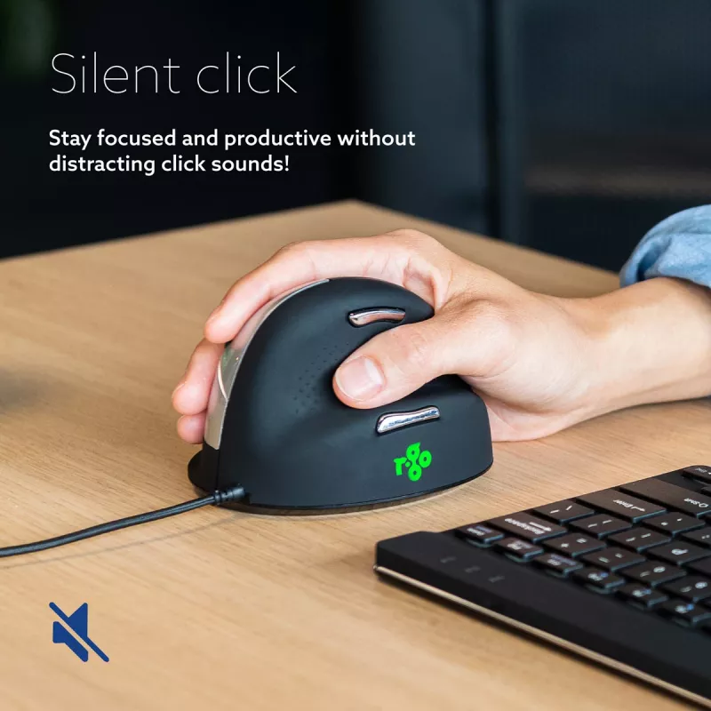 R-Go Tools mouse ergonomico R-Go HE Break con software per pause, grande (misura mano ≥ 185 mm), per destrimani, con filo, nero