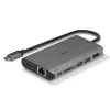 Lindy DST-Mini XT, docking station mini per laptop USB-C con schermo singolo (4K) o doppio schermo (Full HD) e ricarica passante 100W