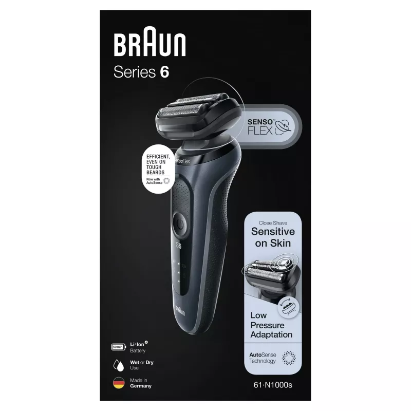 Braun Series 6 61-N1000s rasoio a lamina nero, grigio