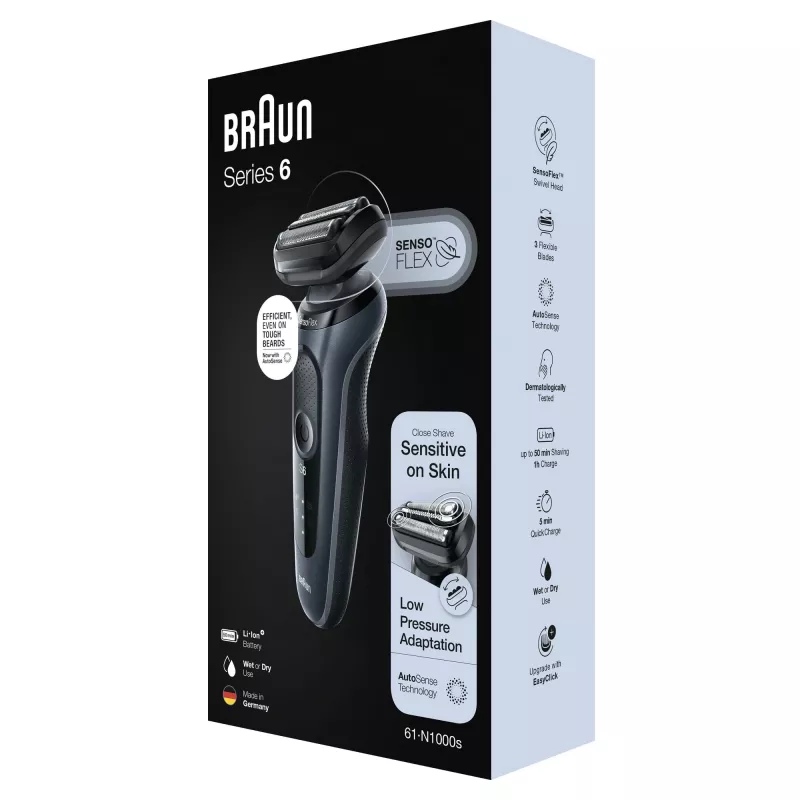Braun Series 6 61-N1000s rasoio a lamina nero, grigio