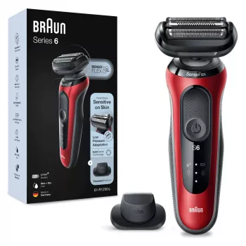 Rasoio a lamina Braun Series 6 61-R1200s SensoFlex SensoFoil nero rosso