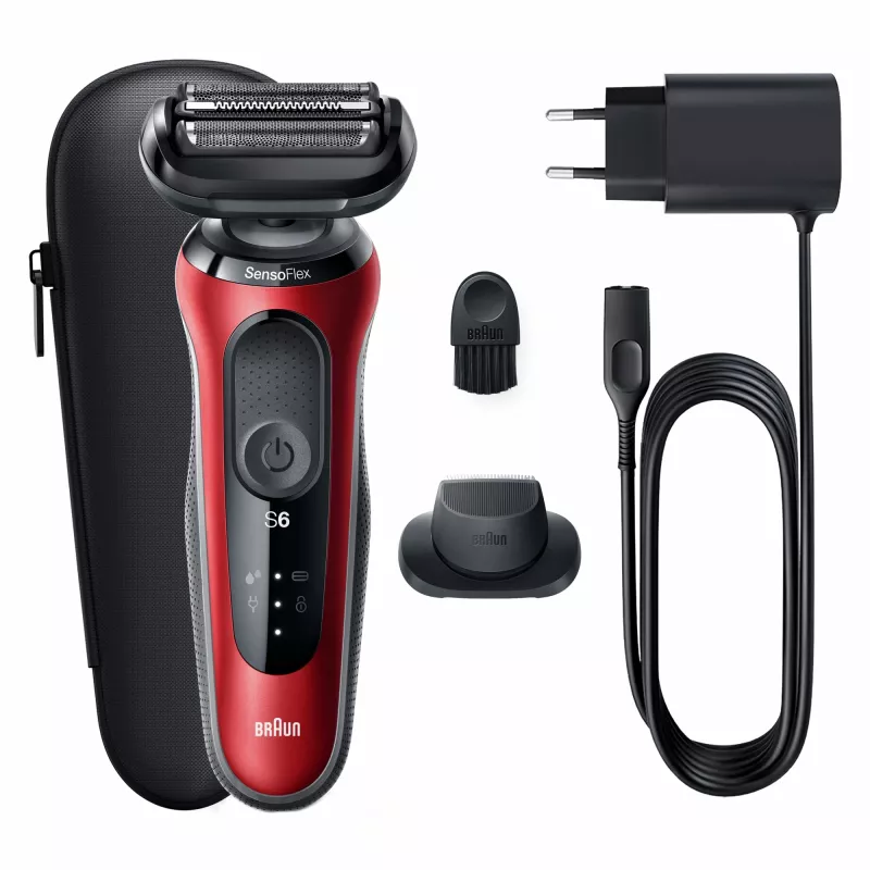 Rasoio a lamina Braun Series 6 61-R1200s SensoFlex SensoFoil nero rosso