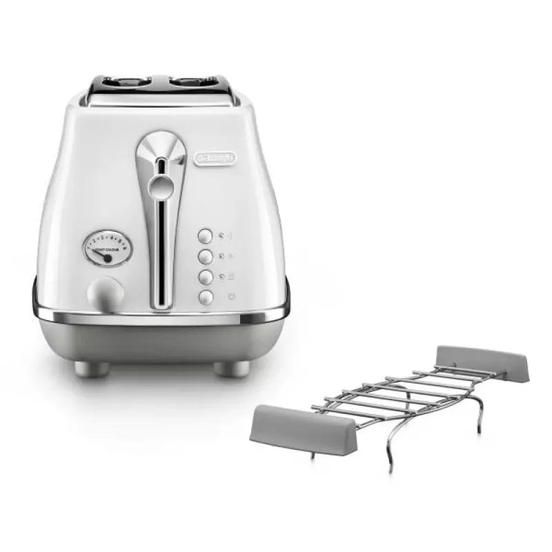 Tostapane De’Longhi CTOC2103.W 2 fette 900 W bianco acciaio inox