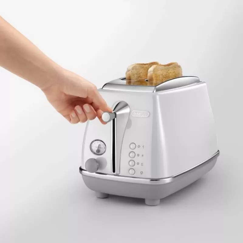 Tostapane De’Longhi CTOC2103.W 2 fette 900 W bianco acciaio inox