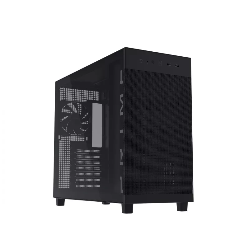ASUS PRIME AP303 TG 90DC00V0-B39010 telaio PC Midi Tower, ATX/Micro-ATX/Mini-ITX, vetro temperato, 2x USB 3.2, senza alimentatore, nero