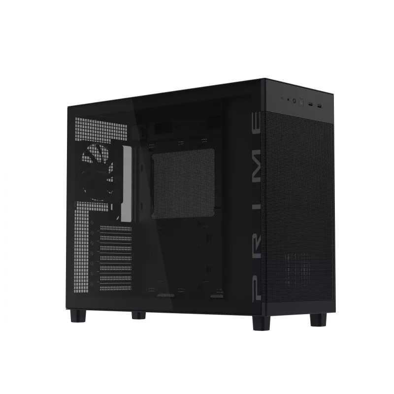 ASUS PRIME AP303 TG 90DC00V0-B39010 telaio PC Midi Tower, ATX/Micro-ATX/Mini-ITX, vetro temperato, 2x USB 3.2, senza alimentatore, nero