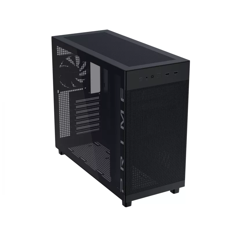 ASUS PRIME AP303 TG 90DC00V0-B39010 telaio PC Midi Tower, ATX/Micro-ATX/Mini-ITX, vetro temperato, 2x USB 3.2, senza alimentatore, nero