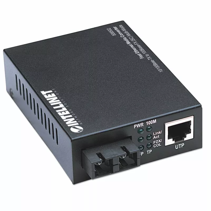 Convertitore di media Fast Ethernet Intellinet, da 10/100Base-Tx a 100Base-Fx (SC) multimodale, 2 km