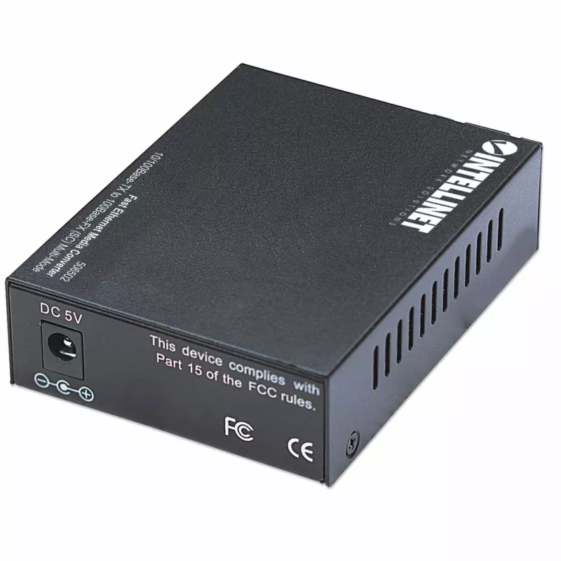 Convertitore di media Fast Ethernet Intellinet, da 10/100Base-Tx a 100Base-Fx (SC) multimodale, 2 km