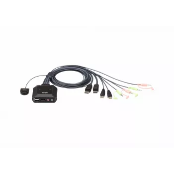 Switch KVM ATEN CS22DP-AT 2 porte USB DisplayPort, 4K@30Hz, console USB-A, audio, cavo 1,2 m