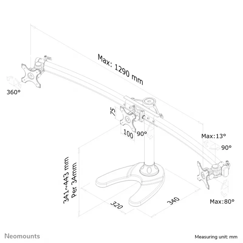 Supporto monitor Neomounts FPMA-D700DD3 10-27 pollici