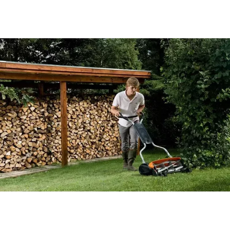 Fiskars StaySharp Max 113880 tosaerba a cilindro manuale, larghezza di taglio 46 cm, altezza di taglio 25–100 mm, nero/arancione