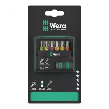 Set di punte Wera 05073641001 Bit-Check 12 Wood TORX HF 1 SB