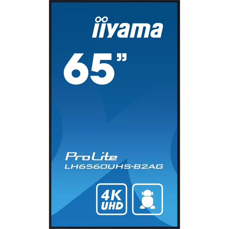 iiyama LH6560UHS-B2AG Signage Display Digital A-board 163,8 cm (64,5 inch) LED Wi-Fi 500 cd/m² 4K Ultra HD Nero Processore integrato Android 11 24/7