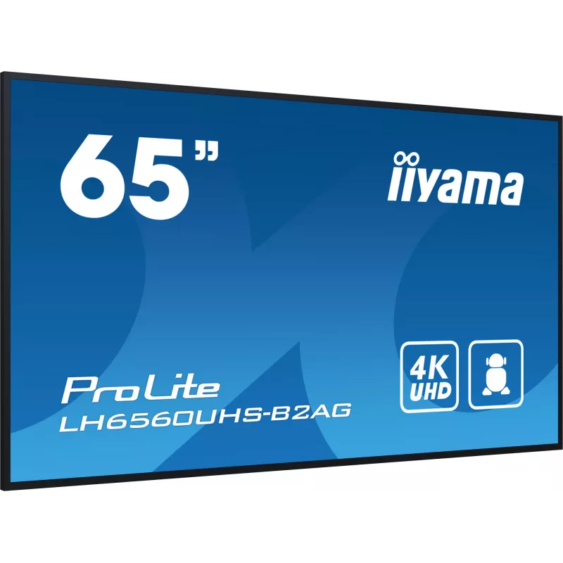 iiyama LH6560UHS-B2AG Signage Display Digital A-board 163,8 cm (64,5 inch) LED Wi-Fi 500 cd/m² 4K Ultra HD Nero Processore integrato Android 11 24/7