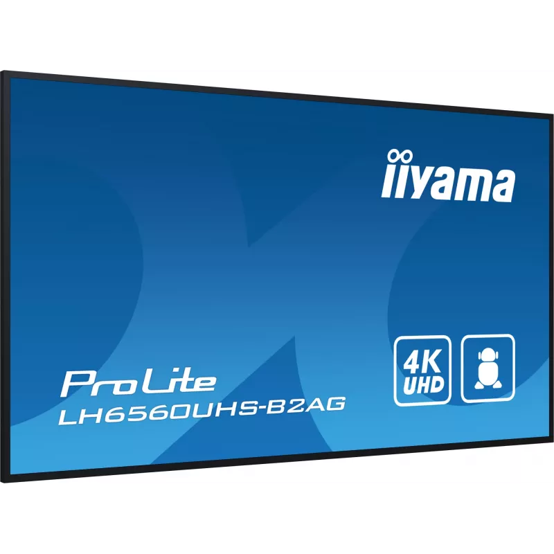 iiyama LH6560UHS-B2AG Signage Display Digital A-board 163,8 cm (64,5 inch) LED Wi-Fi 500 cd/m² 4K Ultra HD Nero Processore integrato Android 11 24/7