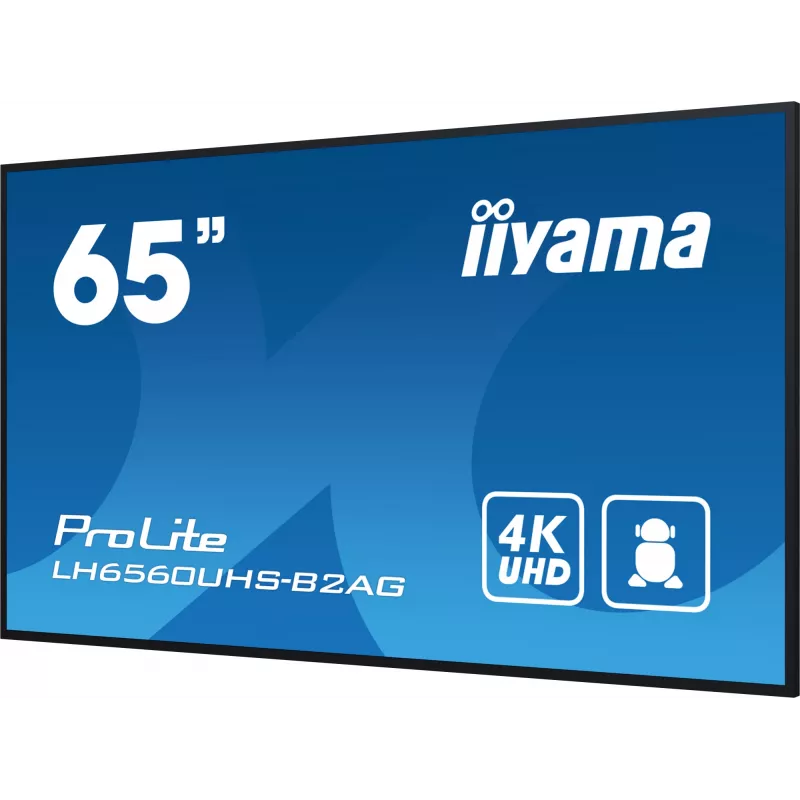 iiyama LH6560UHS-B2AG Signage Display Digital A-board 163,8 cm (64,5 inch) LED Wi-Fi 500 cd/m² 4K Ultra HD Nero Processore integrato Android 11 24/7