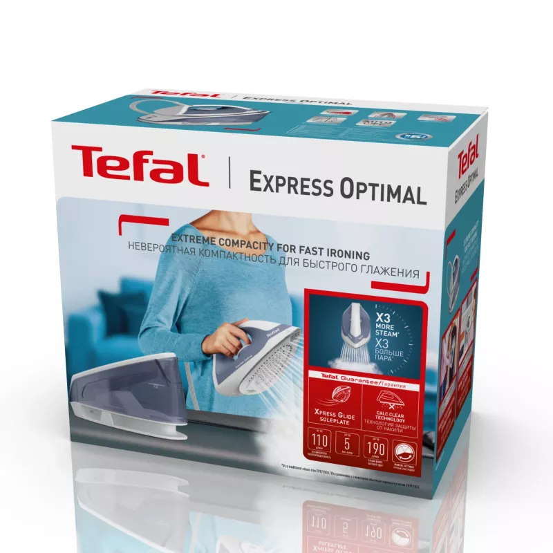 Tefal Express Optimal SV4110 2200 W 1,2 L Ceramica Express Glide Blu, Bianco