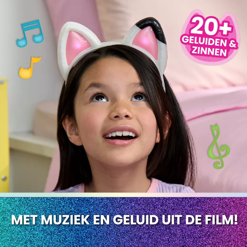 Gabbys Dollhouse: Il Film, orecchie interattive Miauz-tastiche, fascia con luci, suoni e 3 modalità di gioco, giocattolo per bambine e bambini da 3 anni