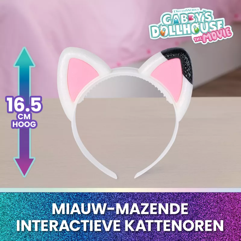 Gabbys Dollhouse: Il Film, orecchie interattive Miauz-tastiche, fascia con luci, suoni e 3 modalità di gioco, giocattolo per bambine e bambini da 3 anni